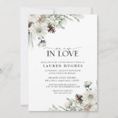 Schnee in der Liebe Winter Evergreen Brautparty Einladung (Vorderseite)