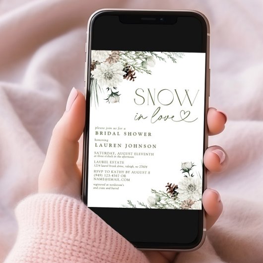 Schnee in der Liebe Winter Evergreen Brautparty Einladung