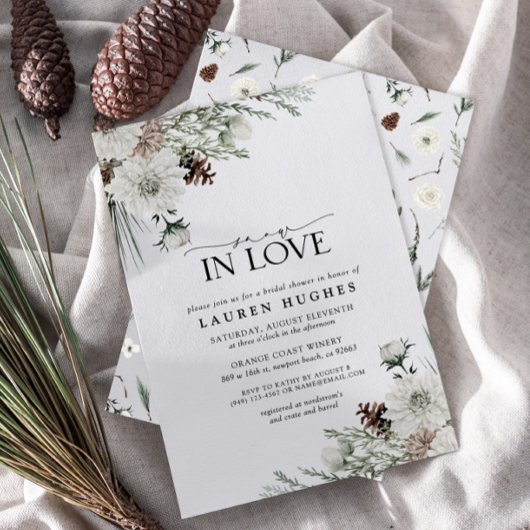 Schnee in der Liebe Winter Evergreen Brautparty Einladung