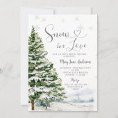 Schnee in der Liebe Winter Evergreen Brautparty Einladung (Vorderseite)