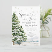 Schnee in der Liebe Winter Evergreen Brautparty Einladung (Stehend Vorderseite)