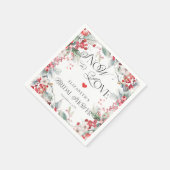 Schnee in der Liebe Winter florales botanisches Br Serviette (Ecke)