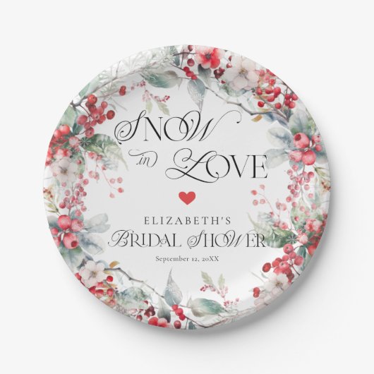 Schnee in der Liebe Winter Frostisches Brautparty Pappteller (Vorderseite)