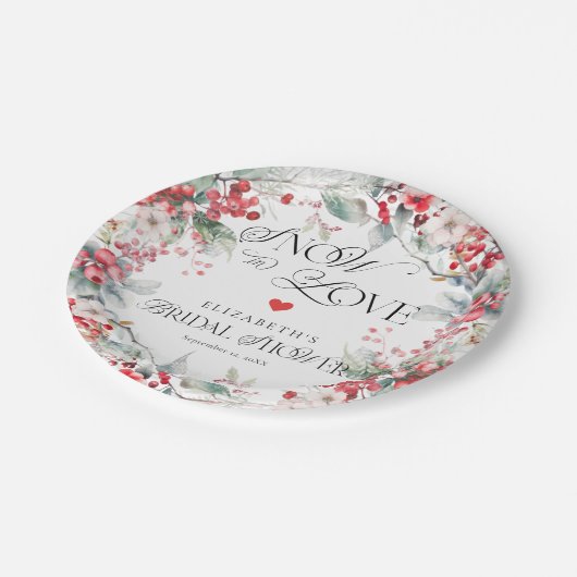 Schnee in der Liebe Winter Frostisches Brautparty Pappteller (Schrägansicht)