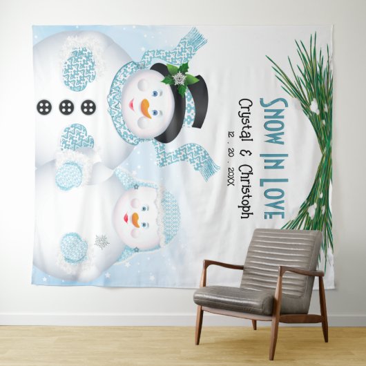 Schnee in der Liebe Winter Hochzeit Hintergrund Wandteppich (Beispiel (Horizontal))