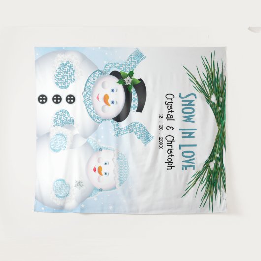 Schnee in der Liebe Winter Hochzeit Hintergrund Wandteppich (Vorderseite (Horizontal))