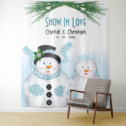 Schnee in der Liebe Winter Hochzeit Hintergrund Wandteppich (Beispiel)