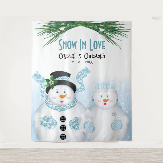Schnee in der Liebe Winter Hochzeit Hintergrund Wandteppich (Vorderseite)