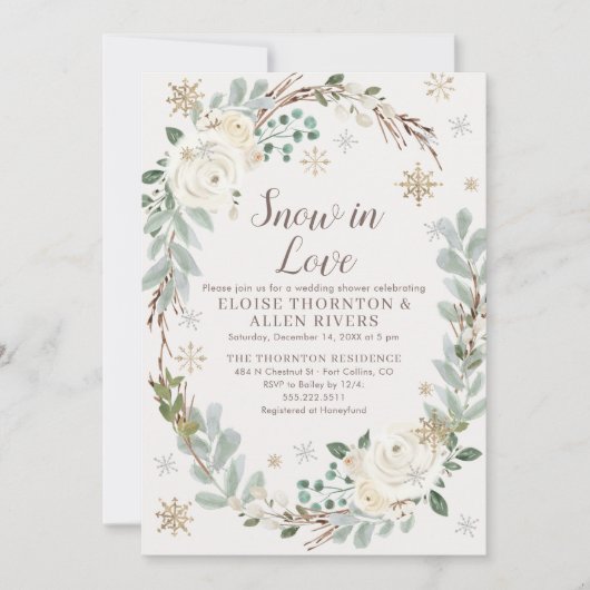 Schnee in der Liebe Winter Polterabend einladen Save The Date (Vorderseite)