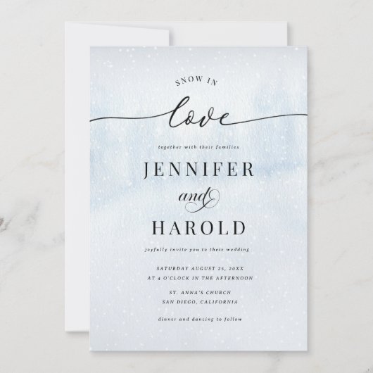 Schnee in der Liebe Winter QR-Code Alles in einer Einladung (Vorderseite)