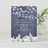 Schnee in der Liebe Winter Schneeflocken Brautpart Einladung (Stehend Vorderseite)