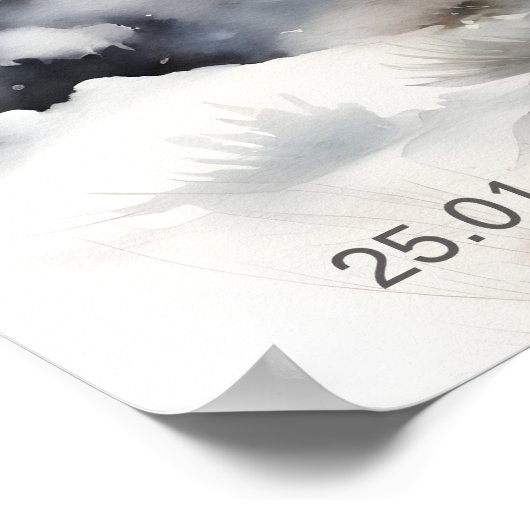 Schnee in der Liebe Winter Wald Brautparty Empfang Poster (Ecke)