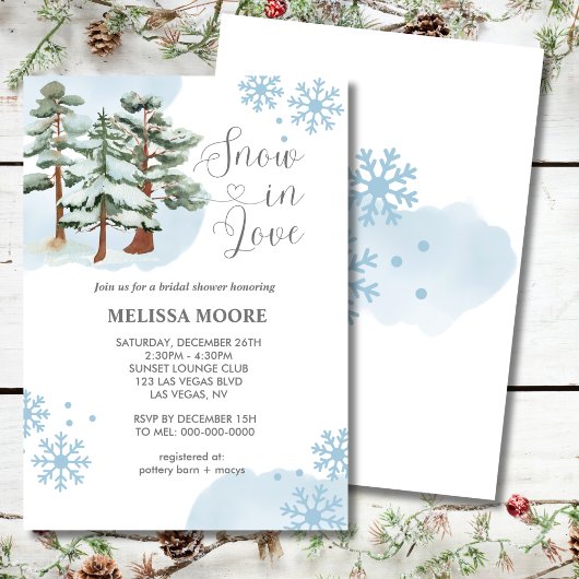 Schnee in der Liebe Winter Wald Schneeflocke Braut Einladung