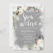 Schnee in der Liebe Winter Weißes Brautparty Einladung (Vorderseite)