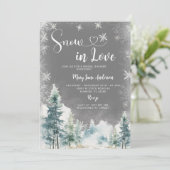 Schnee in der Liebe Winter Weißes Schneeflocken Br Einladung (Stehend Vorderseite)