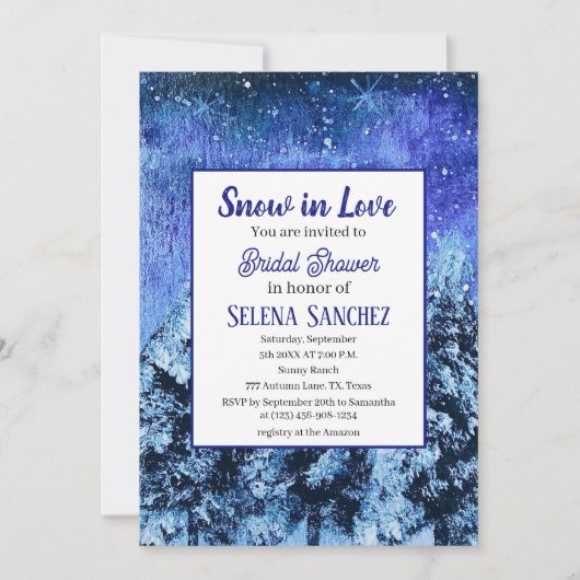 Schnee in der Liebe Winter Wonderland Brautparty Einladung (Vorderseite)