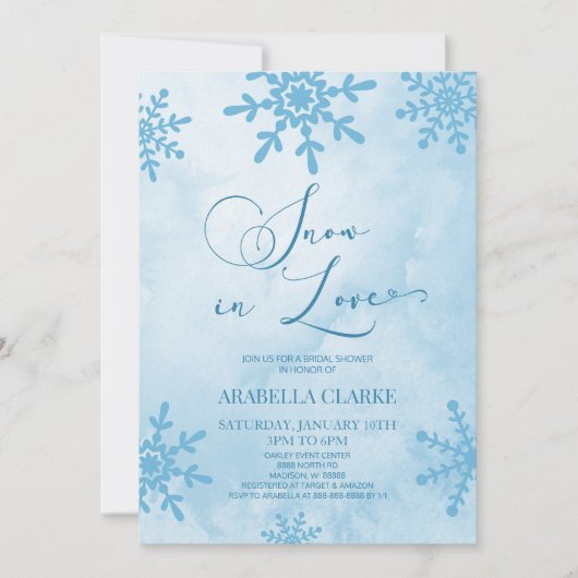 Schnee in der Liebe Winter Wunderland Brautparty Einladung (Vorderseite)