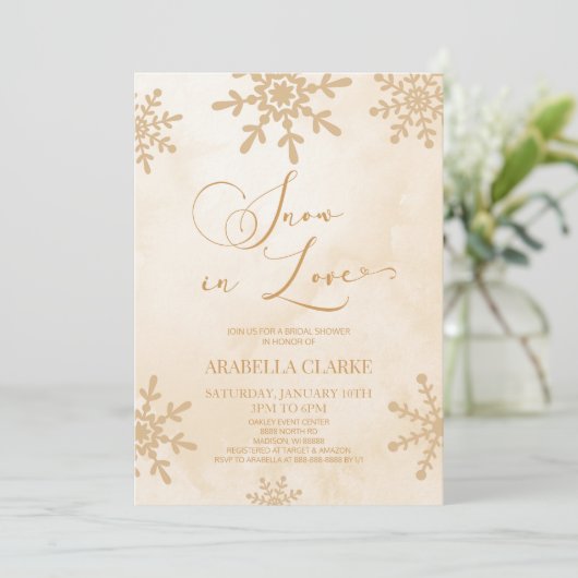 Schnee in der Liebe Winter Wunderland Brautparty Einladung (Stehend Vorderseite)
