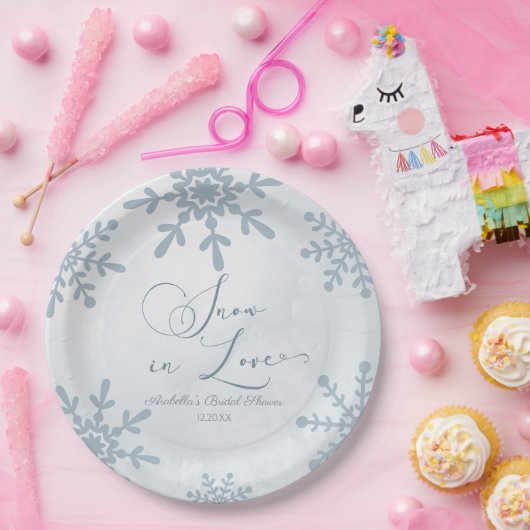 Schnee in der Liebe Winter Wunderland Brautparty Pappteller (Party)