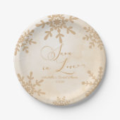 Schnee in der Liebe Winter Wunderland Brautparty Pappteller (Vorderseite)