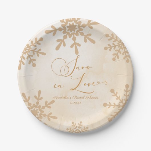 Schnee in der Liebe Winter Wunderland Brautparty Pappteller (Vorderseite)