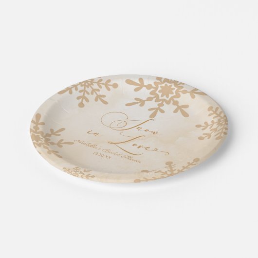 Schnee in der Liebe Winter Wunderland Brautparty Pappteller (Schrägansicht)