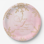 Schnee in der Liebe Winter Wunderland Brautparty Pappteller (Vorderseite)