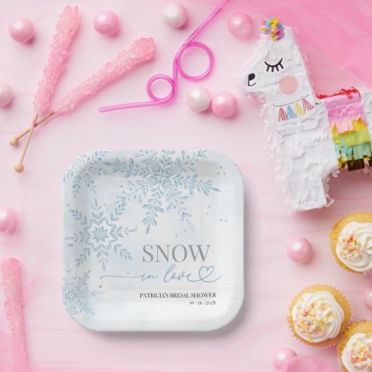 Schnee in der Liebe Winterschneeflocken Brautparty Pappteller (Party)