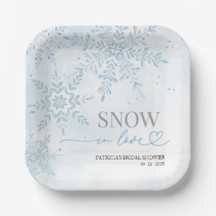 Schnee in der Liebe Winterschneeflocken Brautparty Pappteller