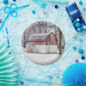 Schnee in der Roten Scheune Pappteller (Party)