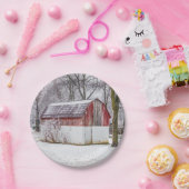 Schnee in der Roten Scheune Pappteller (Party)