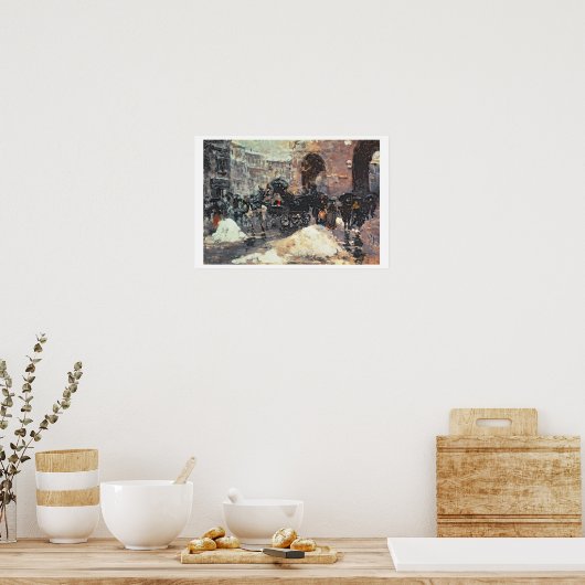 Schnee in der Stadt Poster (Küche)