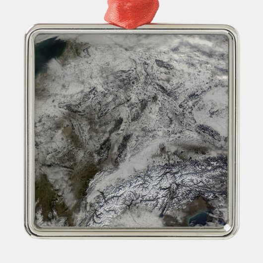 Schnee in Europa Silbernes Ornament (Vorne)