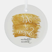 Schnee in Imitate Gold Paint Individuelle Name Ornament Aus Glas (Rückseite)