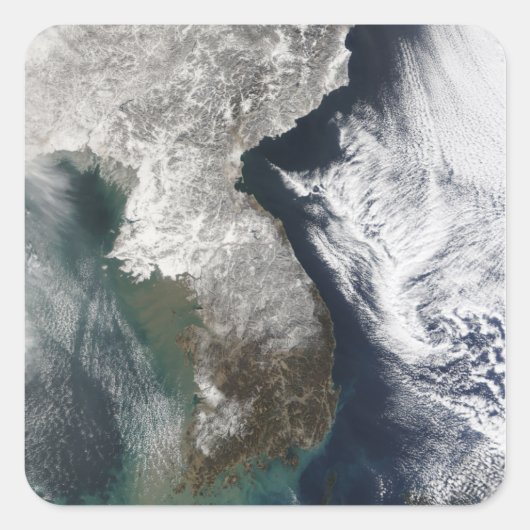 Schnee in Korea Quadratischer Aufkleber (Vorderseite)