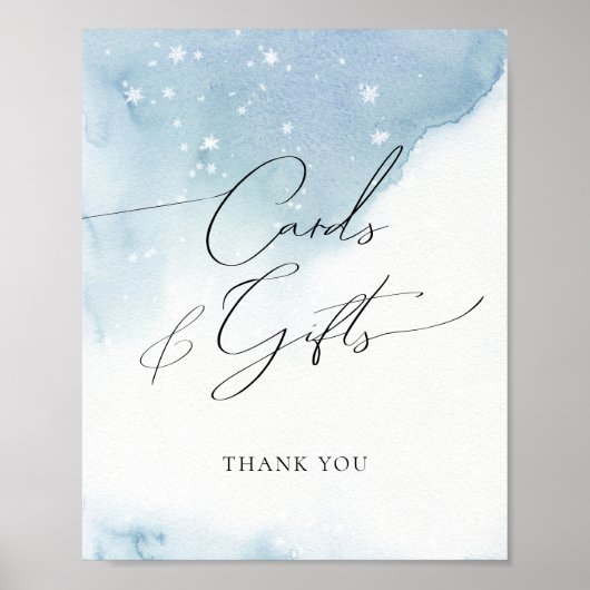 Schnee in Liebe Blaues Brautparty Karten und Gesch Poster (Vorne)