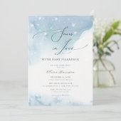 Schnee in Liebe Blue Watercolor Babydusche Einladung (Stehend Vorderseite)