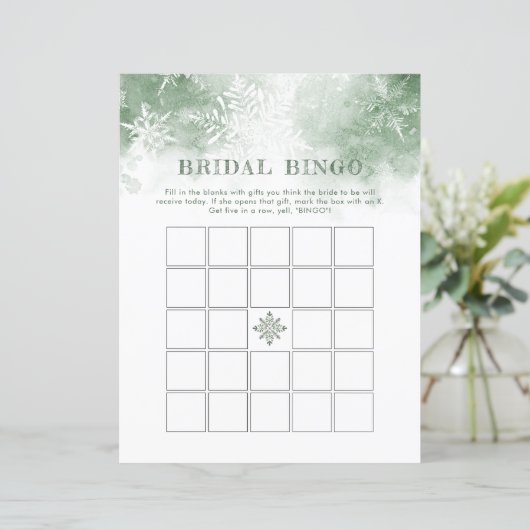 Schnee in Liebe Brautparty Bingo Game (Stehend Vorderseite)