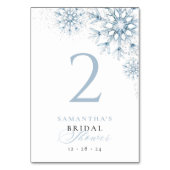 Schnee in Liebe Brautparty Tischnummer (Vorderseite)