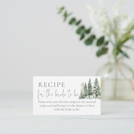 Schnee in Liebe Duschrei Rezept für die Braut zu s Begleitkarte (Stehend Vorderseite)