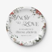 Schnee in Liebe Elegantes Brautparty im Winter Pappteller (Vorderseite)