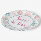 Schnee in Liebe Papier Teller, Schneeflocken Pappteller (Schrägansicht)