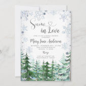 Schnee in Liebe Pine Tree Snowflake Brautparty Einladung (Vorderseite)