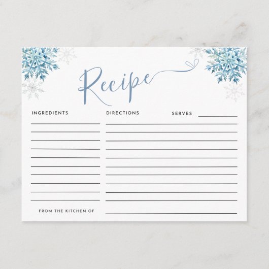 SCHNEE IN LIEBE REZEPT BEGLEITKARTE (Vorderseite)