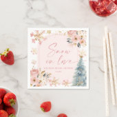 Schnee in Liebe Rosa Schneeflocke Winter Brautpart Serviette (Beispiel)