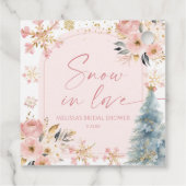 Schnee in Liebe Rosa Schneeflocken Winter Brautpar Geschenkanhänger (Rückseite)