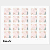 Schnee in Liebe Rosa Schneeflocken Winter Brautpar Quadratischer Aufkleber (Blatt)