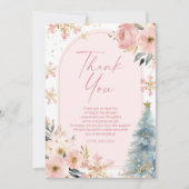 Schnee in Liebe Schneeflocke Rosa Winter Brautpart Dankeskarte (Vorderseite)