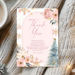 Schnee in Liebe Schneeflocke Rosa Winter Brautpart Dankeskarte