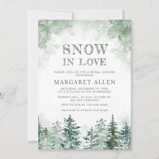 Schnee in Liebe Schneeflocken Brautparty Einladung (Vorderseite)